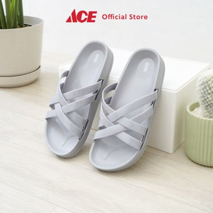 Ace - Ataru Ukuran 38 Sandal Jepit Double Cross Strap Slides - Abu-Abu