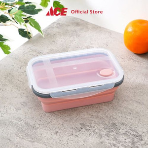 Ace - Ataru 750 Ml Wadah Makanan Silikon - Abu-Abu/Pink