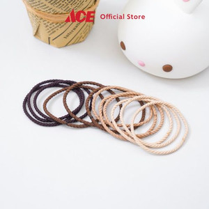 Ace - Ataru Set 12 Pcs Ikat Rambut Braided Elastis - Cokelat