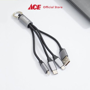 Ace - Ataru Kabel Charger Usb Aluminium 3 In 1 Dengan Gantungan Kunci