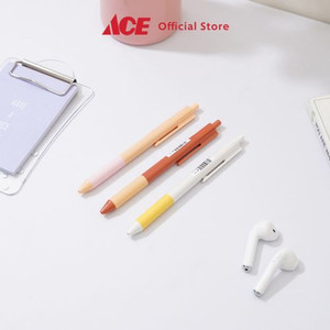 Ace - Ataru Set 3 Pcs Pulpen Hitam Retractable - Pink