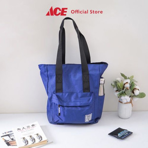 Ace - Ataru Tote Bag Canvas Dengan Kantong Depan - Biru Navy