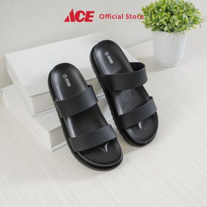 Ace - Ataru Ukuran 41 Sandal Wanita Slides Double Strap - Hitam