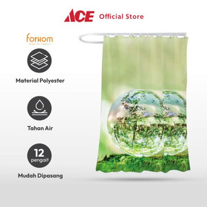 Ace - Forhom 180x180 Cm Tirai Kamar Mandi Dengan Hooks Glassbal Hijau