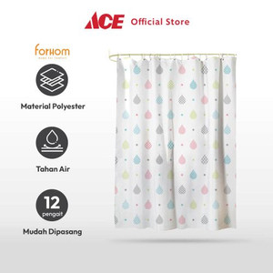 Ace - Forhom 180x180 Cm Tirai Kamar Mandi Dengan Hooks Waterdrop A