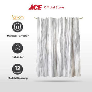 Ace - Forhom 180x180 Cm Tirai Kamar Mandi Dengan Hooks Stripe - Biru