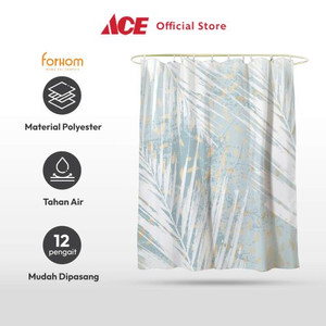 Ace - Forhom 180x180 Cm Tirai Kamar Mandi Dengan C Hooks Leaf - Hijau