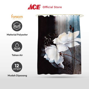 Ace - Forhom 180x180 Cm Tirai Kamar Mandi Dengan C Hooks Flower