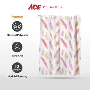 Ace - Forhom 180 X 180 Cm Tirai Kamar Mandi Dengan Hooks - Pink