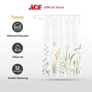 Ace - Forhom 180x180 Cm Tirai Kamar Mandi Dengan Hooks Botanic