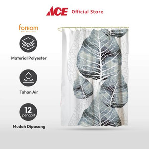 Ace - Forhom 180x180 Cm Tirai Kamar Mandi Dengan C Hooks Big Leaf