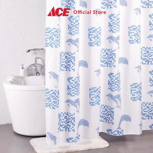 Ace - Forhom 180x200 Cm Tirai Kamar Mandi Dengan Hooks M - Biru