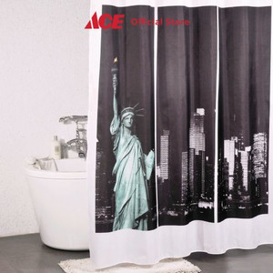 Ace - Forhom 180x200 Cm Tirai Kamar Mandi Dengan Hooks - Hitam