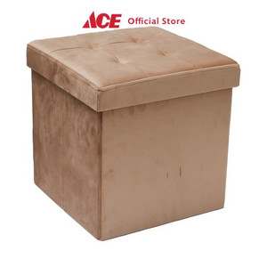 Ace - Stora 38x38 Cm Bangku Ottoman Lipat Velvet - Krem Beige