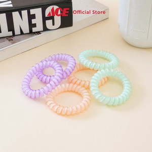 Ace - Ataru Set 6 Pcs Ikat Rambut Spiral Lg- Ungu/Oranye/Hijau