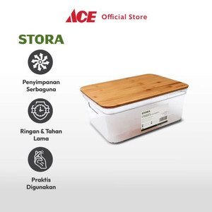 Ace - Stora 12 Ltr Kotak Penyimpanan Dengan Tutup Bambu