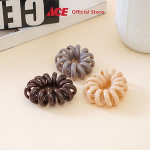 Ace - Ataru Set 3 Pcs Ikat Rambut Spiral - Krem/Abu-Abu/Cokelat