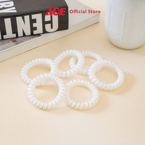 Ace - Ataru Set 6 Pcs Ikat Rambut Spiral Dengan Kotak - Putih