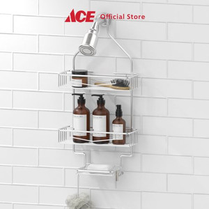 Ace - Stora Rak Dinding Kamar Mandi 2 Tingkat With Holder - Silver