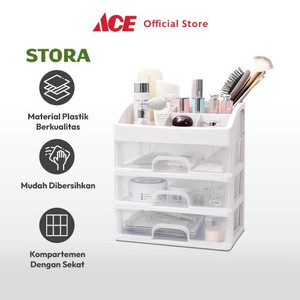 Ace - Stora Ukuran L Organizer Kosmetik 3 Tingkat - Putih