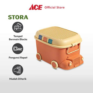 Ace - Stora 42.5X31X26 Cm Kotak Penyimpanan Dengan Roda Car - Orange