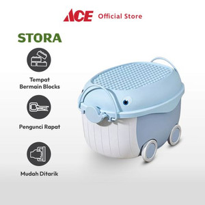 Ace - Stora 45X32X27 Cm Kotak Penyimpanan Dengan Roda Whale - Biru