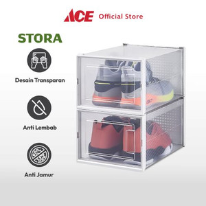 Ace - Stora Set 2 Pcs Kotak Sepatu Pria - Transparan