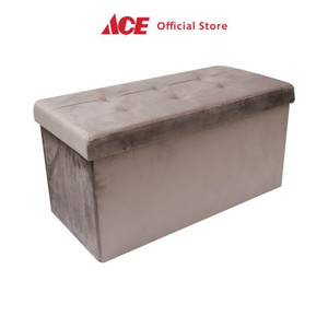 Ace - Stora Bangku Ottoman Lipat Velvet - Abu-Abu