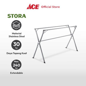 Ace - Stora Jemuran Pakaian X-Shape Lipat - Silver