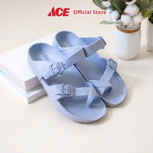 Ace - Ataru Ukuran 44 Sandal Slippers Double X Straps - Biru Dusty