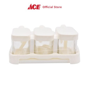 ACE - Krischef Set 3 Pcs Tempat Bumbu Square - Putih Ivory