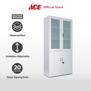 Ace - Masterspace Sandglass Lemari Arsip 4 Pintu Kaca Swing - Krem