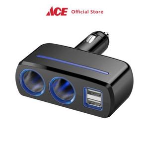 Ace - Otto Klasse Charger Mobil 2 Usb Dengan 2 Lighter Socket