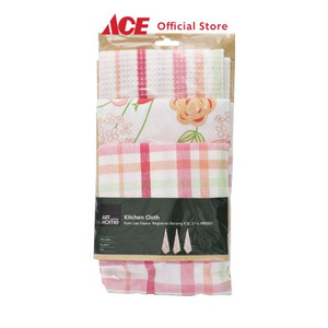 Ace - Arthome Set 3 Pcs Kain Lap Dapur Katun Adenium - Pink