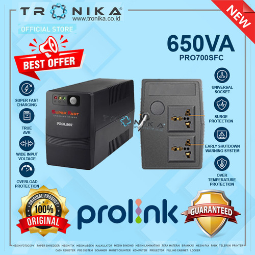 UPS PROLINK PRO700SFC Super Fast Charging Line Interaktif UPS 650VA