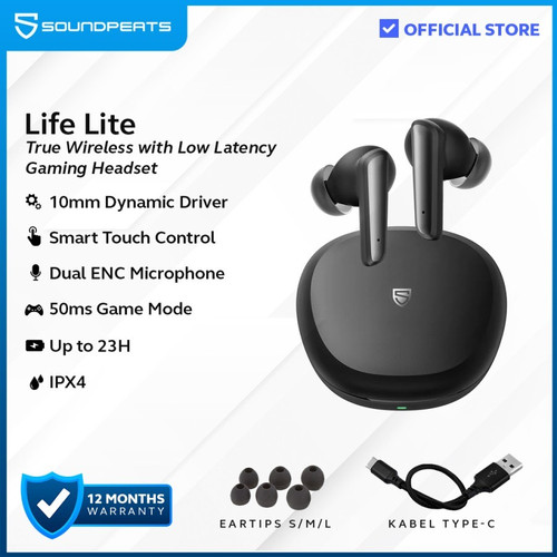 SoundPEATS Life Lite True Wireless Earbuds BT 5.3 game mode garansi