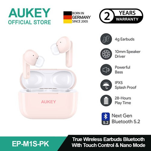 AUKEY TWS Bluetooth True Wireless Earphone IPX5 4G Earbuds EP-M1S