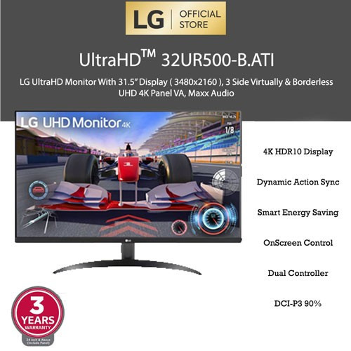 LG UltraHD™ 4K 31.5" Inch 32UR500-B HDR10 VA Maxx Audio 4ms