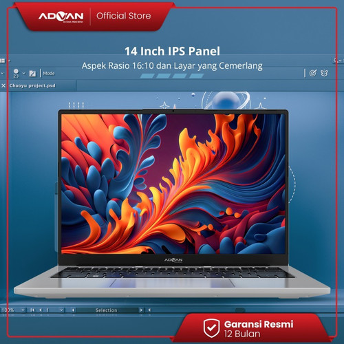 ADVAN Laptop Workplus AMD RYZEN 5 6600H 14'' FHD IPS 16GB 512GB Win 11