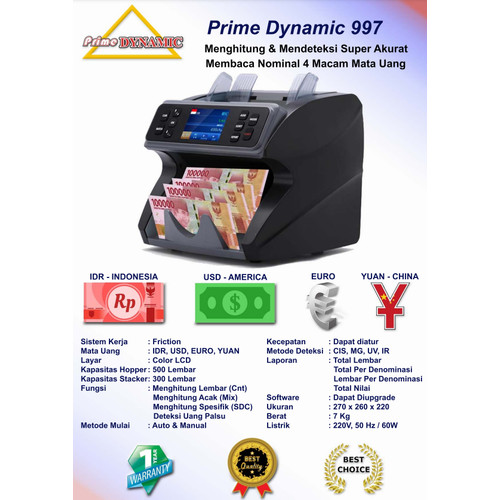 Prime Dynamic 997 Mesin Hitung Uang IDR CNY EURO DOLLAR