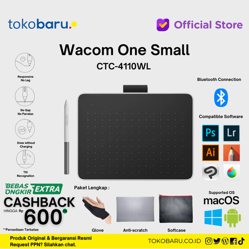 Pen Tablet Wacom One Small CTC-4110WL Wireless Bluetooh CTC 4110WL