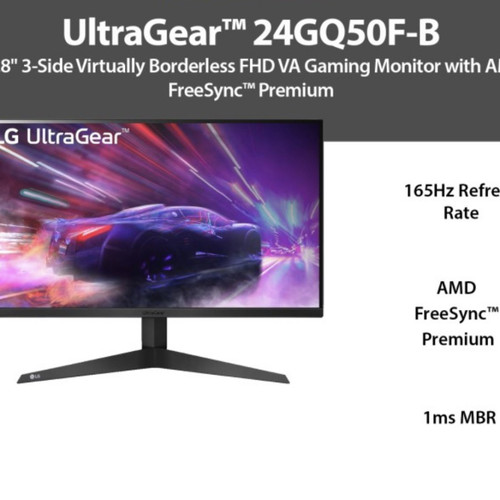 Monitor LG 24GQ50F / 24GQ50F-B UltraGear FHD 1ms 165hz AMD Freesync