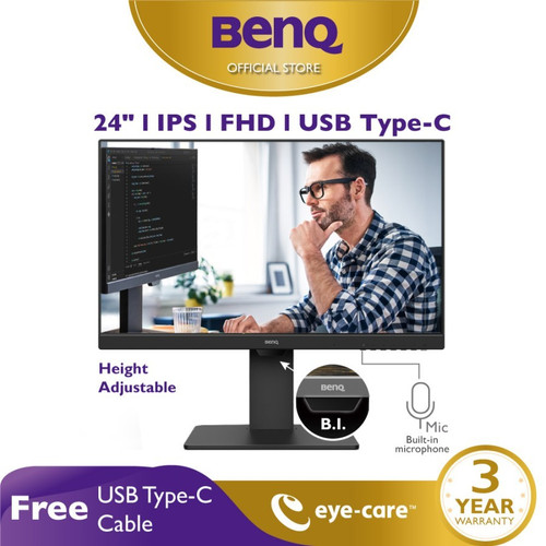 Monitor LED BENQ GW2485TC 24inch IPS FHD Height Adjustable USB-C