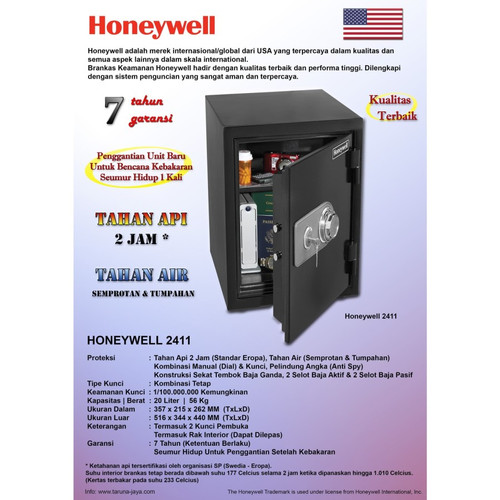 Brankas Tahan Api & Air Honeywell 2411 Garansi Resmi 7 Tahun