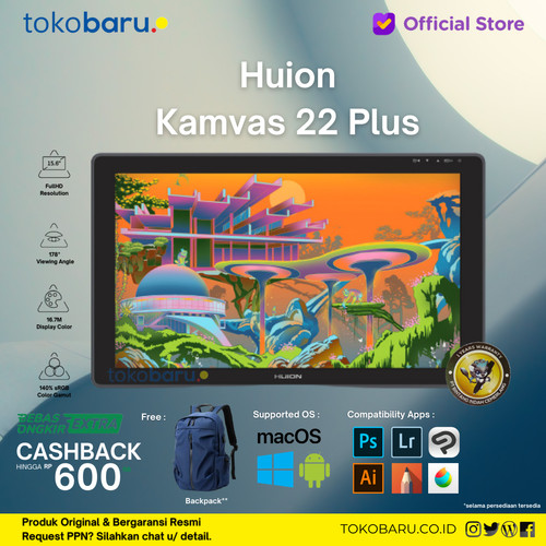 Huion Kamvas 22 Plus GS2202- Garansi Resmi 1 Tahun