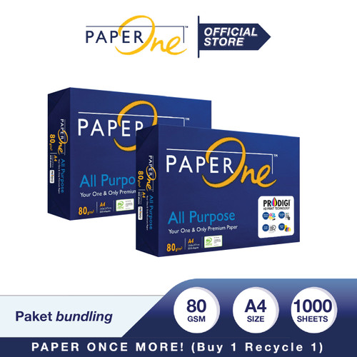 PaperOne Kertas A4 80gr All Purpose 2 Rim (1000 lembar) Kertas HVS