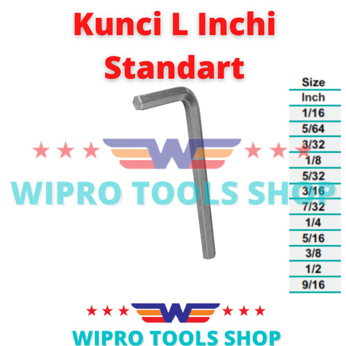 Kunci L Ecer Standart INCHI 1/16 - 9/16 Wipro