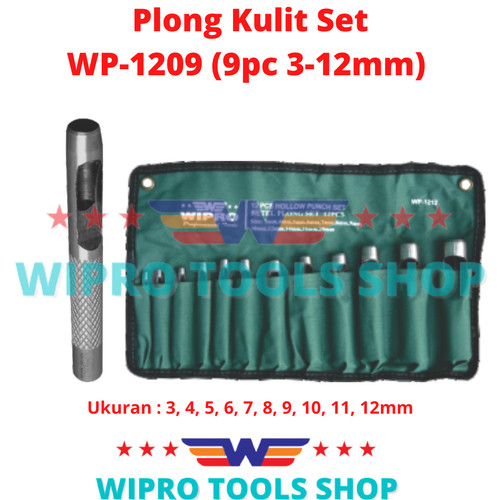 Betel Plong Kulit Punch Hole Set 9Pc (3-12mm) WP-1209 WIPRO