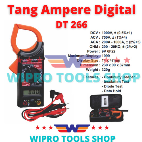 Digital Clamp Multimeter Tang Ampere Digital DT 266 Wipro