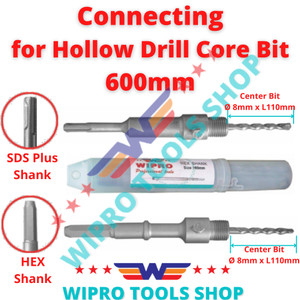 Penyambung Hole Saw Beton Connecting Hollow Drill SDS Plus HEX 600mm